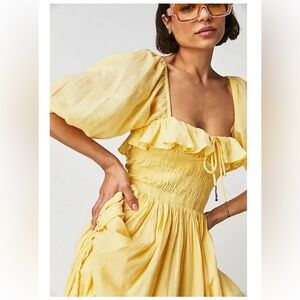 Free People Oasis Midi Dress in Pineapple Juice Yellow